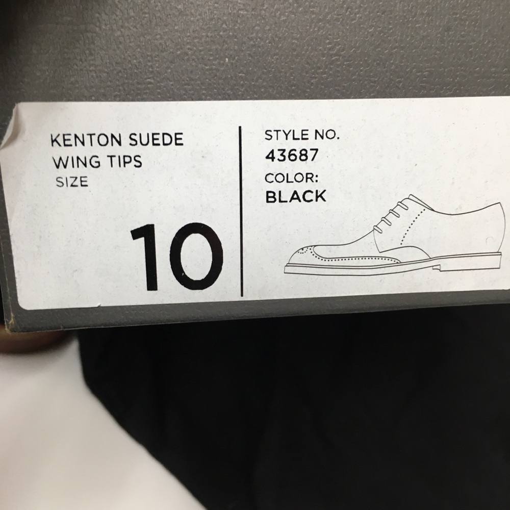 J Crew Kenton Suede Wing Tips Oxford Shoes Men's 10 Black Classic Academia - Picture 14 of 16